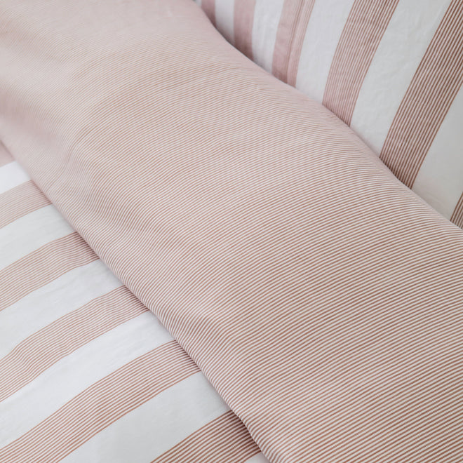 Washed Tencel Katoen - Oranje streep