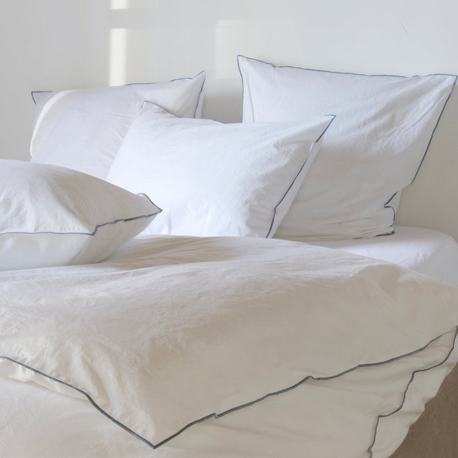 Washed Percale Wit - Blauwe Bies