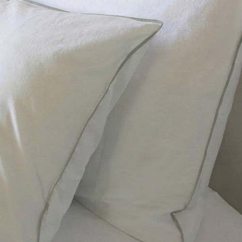 Washed Percale Wit- Groene bies
