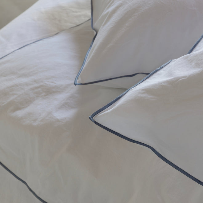 Washed Percale Wit - Blauwe Bies
