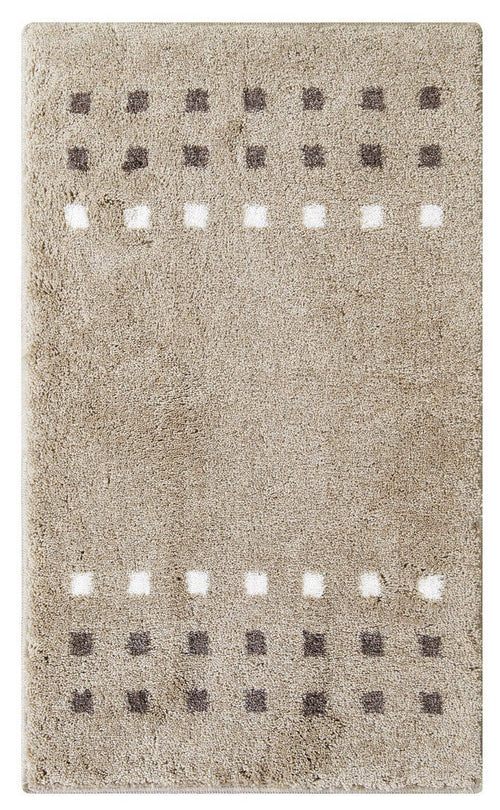 Casilin hygiënische en zachte badmat met antislip laag in acryl met beige blokken motief